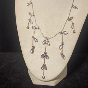 Source Unknown Purple and Gold Leaf Necklace